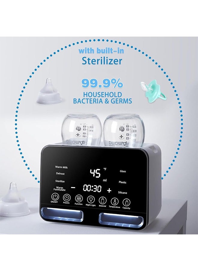 Super ZYouth - Baby Double Bottle Warmer, 10-in-1 Multifunction Breast Milk Warmer with Night Light, Fast Baby Food Heater and Defrost Warmer with Timer, LCD Display Accurate Temperature Adjustment, 48H Keep Warm - Image 1