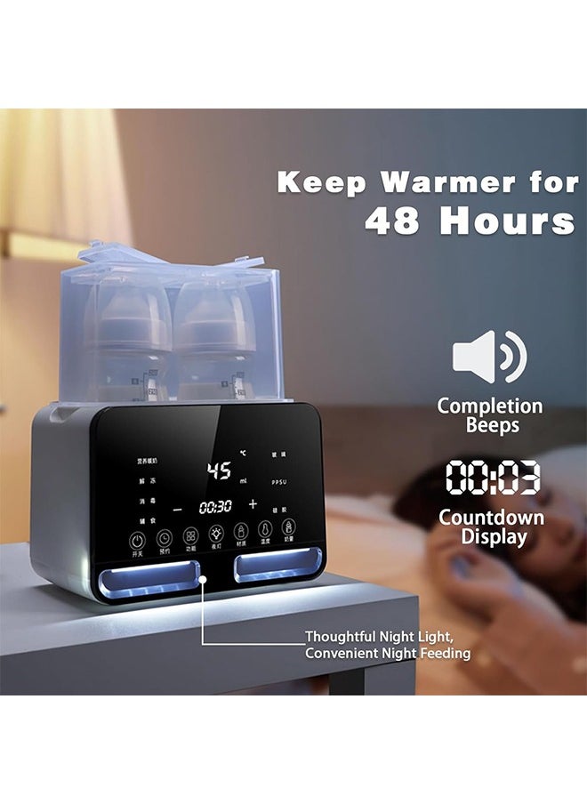 Super ZYouth - Baby Double Bottle Warmer, 10-in-1 Multifunction Breast Milk Warmer with Night Light, Fast Baby Food Heater and Defrost Warmer with Timer, LCD Display Accurate Temperature Adjustment, 48H Keep Warm - Image 1