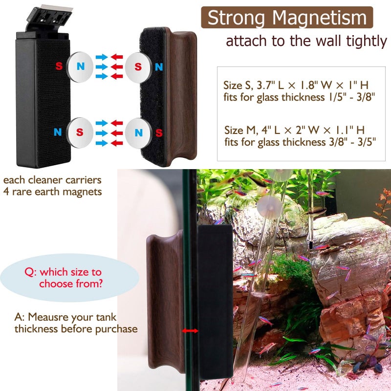 hygger Aquarium Strong Magnetic Cleaner Algae Magnet Cleaning Tool with Scraper Floating Brush for Fish Glass Tank S - Image 2