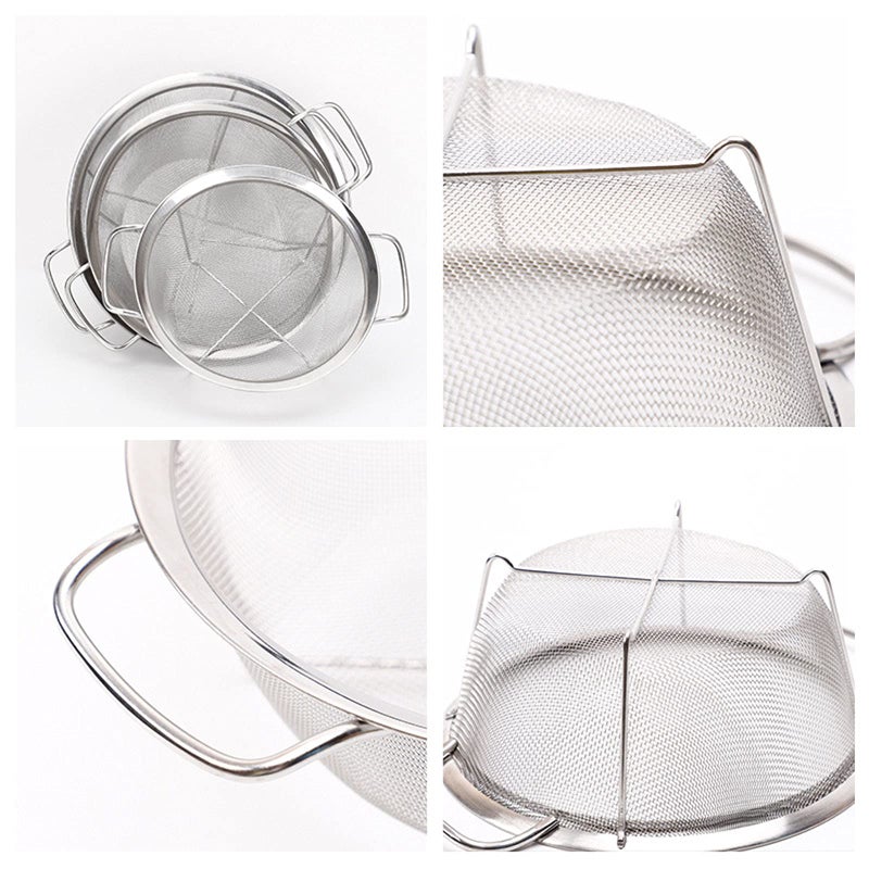 AJIODA Stainless Steel Mesh Colander Strainer Basket, 2.5 Quart Fine Mesh Net Colander with Heavy Duty Handles & Wide Rim & Resting Feet for Strain, Drain, Rinse, Fry, Steam or Cook Vegetables & Pasta - Image 5