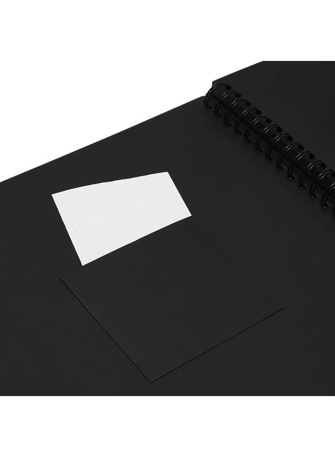 Juvale Black 12x12 Scrapbook Album with Silk Ribbon, Cover Window, Spiral Bound Photo Book for Wedding, Anniversary (80 Pages) - Image 5