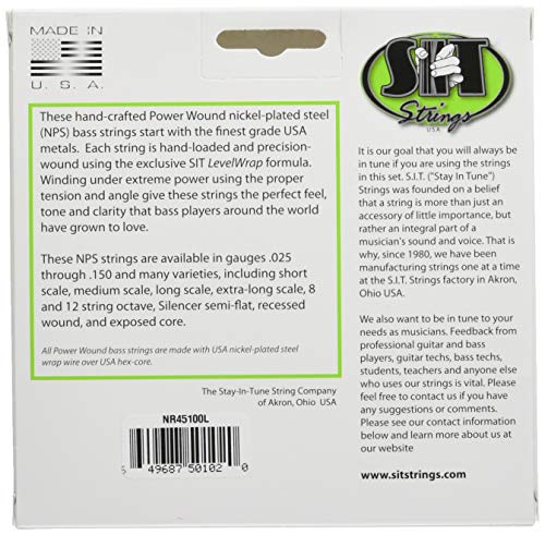 SIT Strings Power Wound Nickel Bass Guitar Strings (S.I.T.), 4-String Bass Light 45-100, NR45100L - Image 2