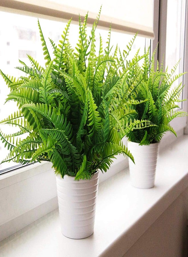 DVGUN 12 Bundles Artificial Outdoor Plants Greenery Fake Boston Fern Bushes Artificial Shrubs UV Resistant No Fade Faux Plastic Plants - Image 2