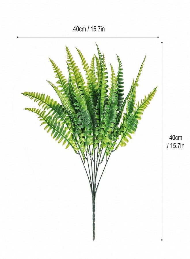 DVGUN 12 Bundles Artificial Outdoor Plants Greenery Fake Boston Fern Bushes Artificial Shrubs UV Resistant No Fade Faux Plastic Plants - Image 3