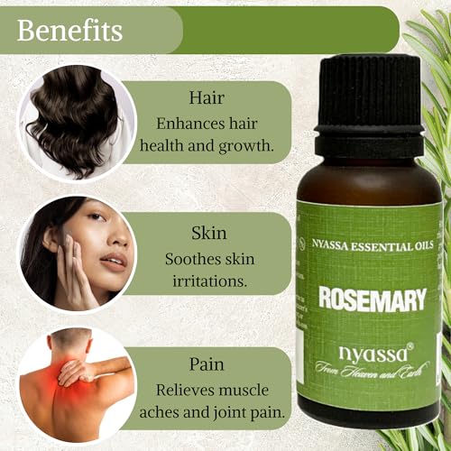 NYASSA Rosemary Essential Oil - 20ml | Non-Greasy Rosemary Oil for Hair Growth, Hairfall Control, Dandruff & Skin | Stress-Relieving Properties | Therapeutic Grade for Aromatherapy & Wellness - Image 5