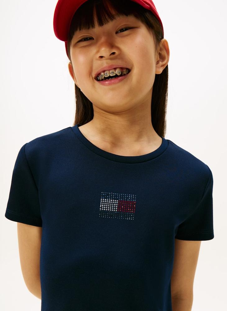 تومي هيلفيغر فستان بناتي مستقيم بعلم نقطة - Image 4