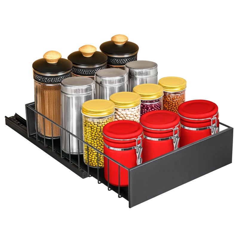 LYNK PROFESSIONAL LYNK PROFESSIONAL? Pull Out Cabinet Organizer  10"" x 14"" Single Tier Slide Out Drawers for Kitchen Cabinets - Sliding Pull-Out Pantry Shelves - Home Shelf Organizers - Lifetime Ltd. Warranty  Black  - Image 2