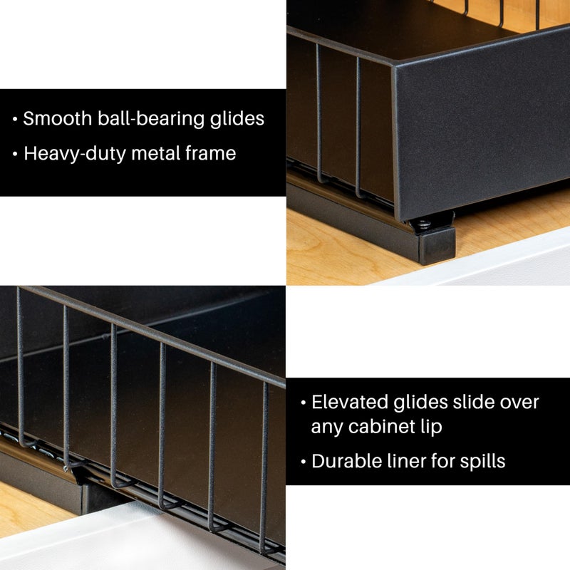 LYNK PROFESSIONAL LYNK PROFESSIONAL? Pull Out Cabinet Organizer  10"" x 14"" Single Tier Slide Out Drawers for Kitchen Cabinets - Sliding Pull-Out Pantry Shelves - Home Shelf Organizers - Lifetime Ltd. Warranty  Black  - Image 5