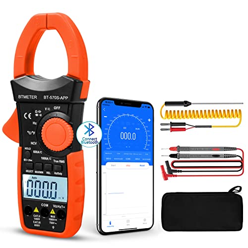 BTMETER Digital Clamp Multimeter BT-570S-APP, 6000 Counts TRMS Clamp-on Ammeter Auto Ranging Voltage Tester Measure AC DC Volt Amp Ohm NCV Temperature Capacitance - Image 1