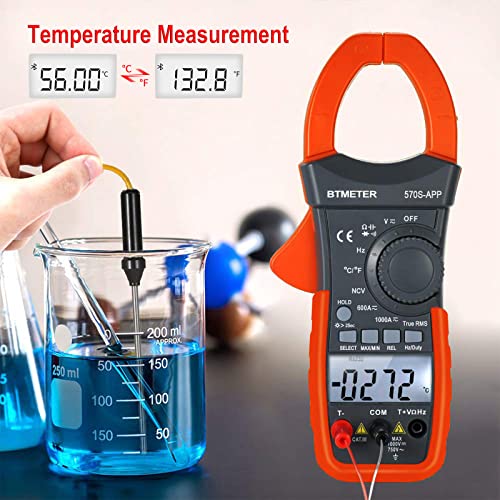 BTMETER Digital Clamp Multimeter BT-570S-APP, 6000 Counts TRMS Clamp-on Ammeter Auto Ranging Voltage Tester Measure AC DC Volt Amp Ohm NCV Temperature Capacitance - Image 5