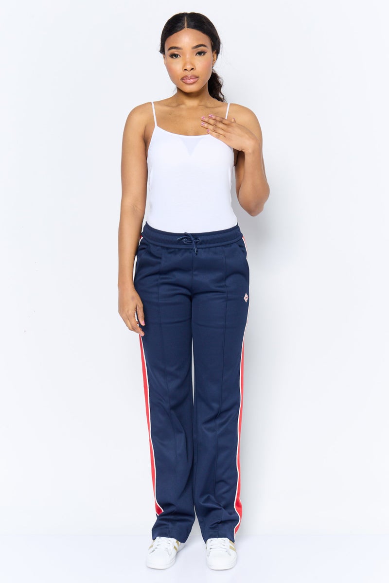 ESPRIT Women Regular Fit Embroidered Logo Fleece Pant, Navy - Image 3