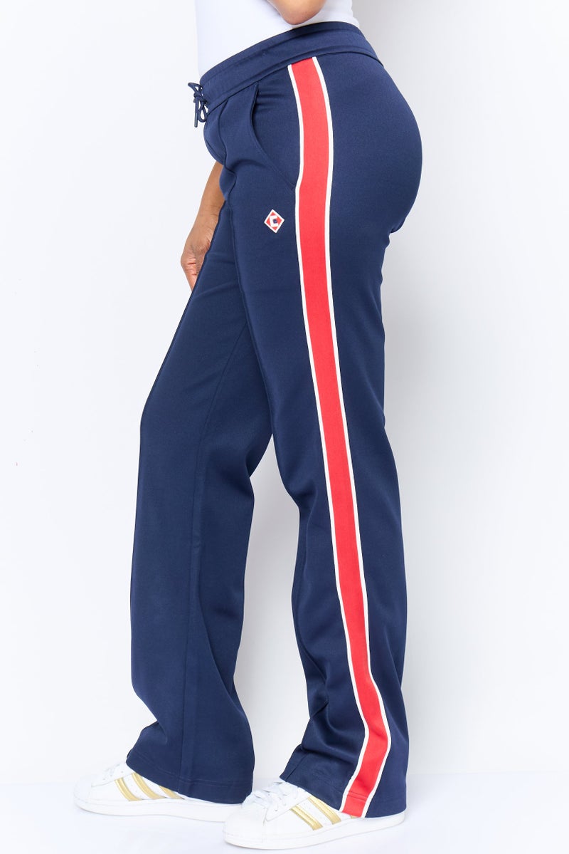 ESPRIT Women Regular Fit Embroidered Logo Fleece Pant, Navy - Image 4