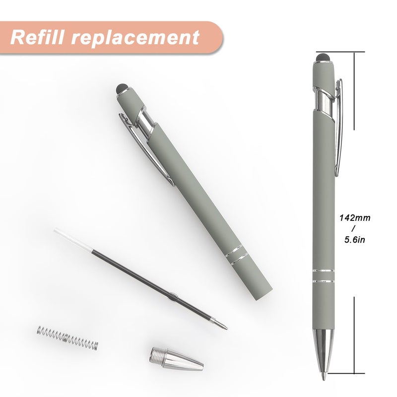 Bribobo Ballpoint Pen 2-in-1 Stylus Retractable Ballpoint Pen with Stylus tip, Metal Stylus Pen for Touch Screens, 1.0 mm Black Ink (Pastel Color) 6 Pack - Image 2