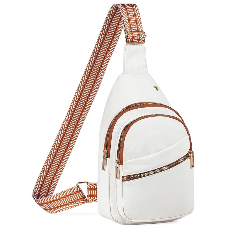 AOSTIHOT Crossbody Small Sling Backpack Sling Bag for Women, Chest Bag Daypack Crossbody for Travel Sport Running Hiking Z-White Brown - Image 1