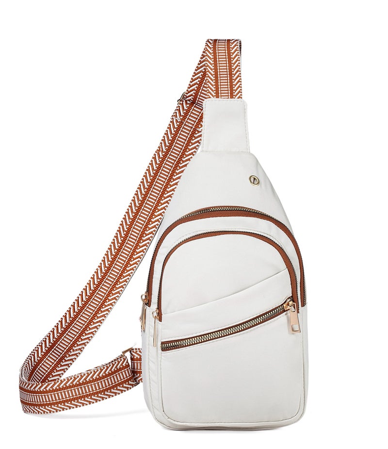 AOSTIHOT Crossbody Small Sling Backpack Sling Bag for Women, Chest Bag Daypack Crossbody for Travel Sport Running Hiking Z-White Brown - Image 3