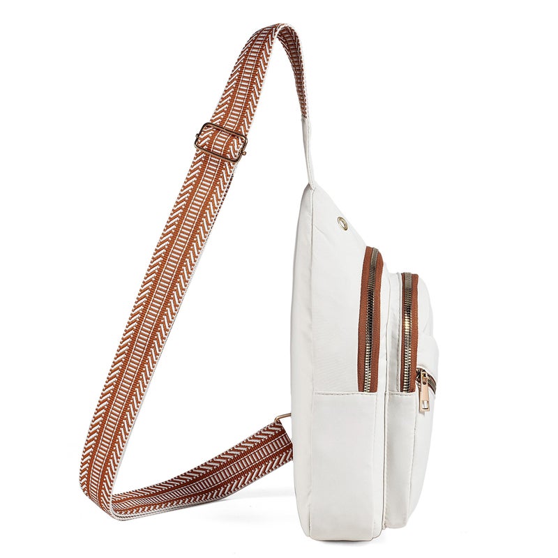 AOSTIHOT Crossbody Small Sling Backpack Sling Bag for Women, Chest Bag Daypack Crossbody for Travel Sport Running Hiking Z-White Brown - Image 4