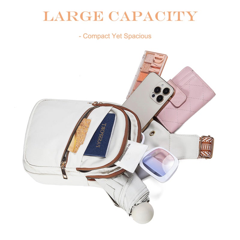 AOSTIHOT Crossbody Small Sling Backpack Sling Bag for Women, Chest Bag Daypack Crossbody for Travel Sport Running Hiking Z-White Brown - Image 5