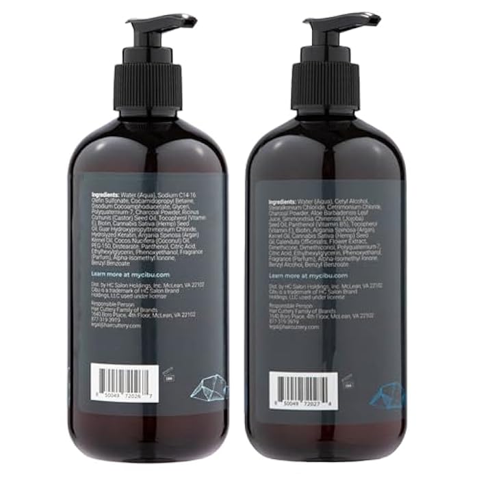 CIBU for Men Charcoal Shampoo and Conditioner Bundle - 12oz Deep Clean Men’s Volumizing Shampoo - 12oz Hydrating and Volumizing Charcoal Cleansing Conditioner - Promotes Healthy Hair and Scalp - Image 2