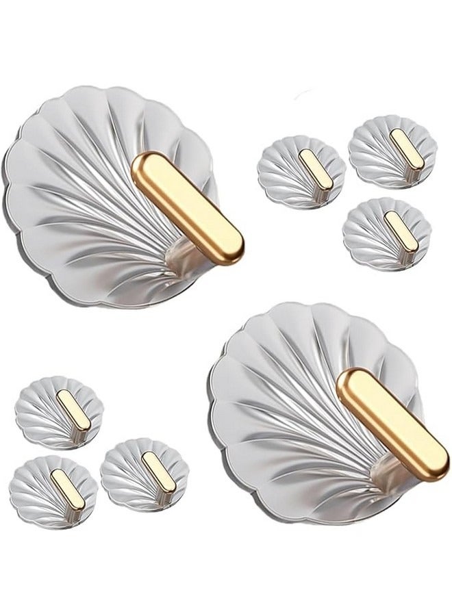 Beauenty 8 pcs Shell Wall Hooks Small Adhesive Hooks Sundries Hanger Sticky Wall Hooks Adhesive Hooks for Towel Self Adhesive Hook for Kitchen Wall Storage Hook Key Storage Hook Wall Hanger - Image 1