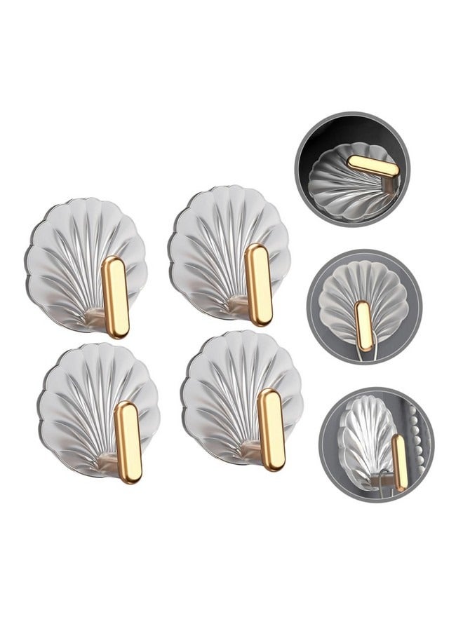 Beauenty 8 pcs Shell Wall Hooks Small Adhesive Hooks Sundries Hanger Sticky Wall Hooks Adhesive Hooks for Towel Self Adhesive Hook for Kitchen Wall Storage Hook Key Storage Hook Wall Hanger - Image 2