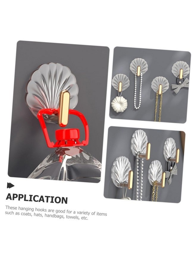 Beauenty 8 pcs Shell Wall Hooks Small Adhesive Hooks Sundries Hanger Sticky Wall Hooks Adhesive Hooks for Towel Self Adhesive Hook for Kitchen Wall Storage Hook Key Storage Hook Wall Hanger - Image 5