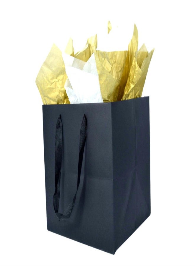 JUNESHE Large Black Square Gift Bag with Handles &Tissue Paper, 9.84 inch Giant Big Gift Wrap for Birthday, Wedding,Party Favors - Image 1