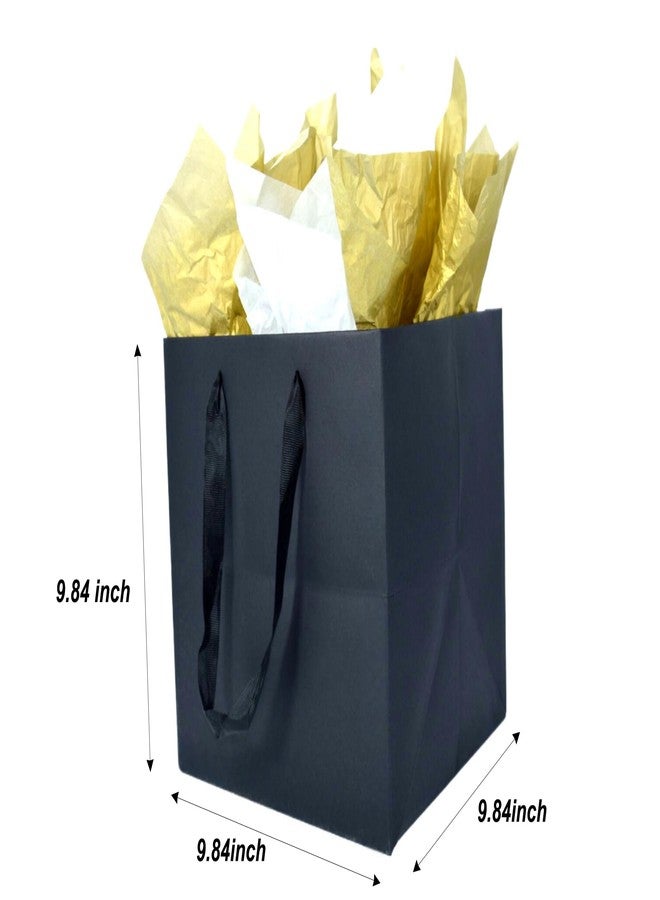 JUNESHE Large Black Square Gift Bag with Handles &Tissue Paper, 9.84 inch Giant Big Gift Wrap for Birthday, Wedding,Party Favors - Image 2