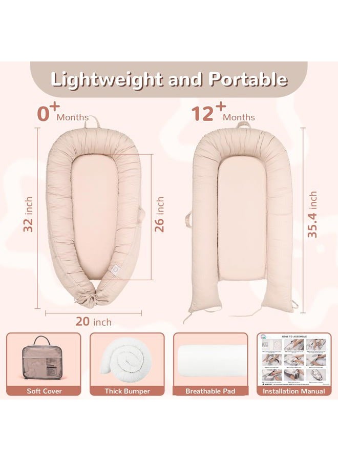 EAQ Baby Lounger, Infant Lounger for Newborn,Portable Baby Nest Cover Breathable & Soft, Newborn Essentials - Image 2