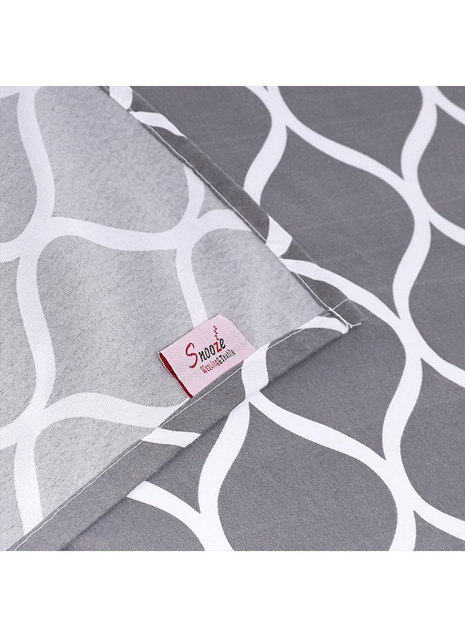 snooze Flat Bed Sheet set 2pcs, 160*235 cm+ Free Pillowcase, Gray waves design  - Image 4