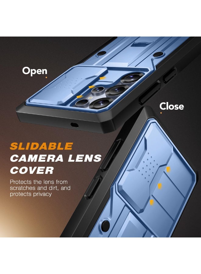 TONGATE for Samsung Galaxy S25 Ultra Case, [Built-in Slide Camera Cover & Screen Protector] [2 Front Frames] Full-Body Heavy Duty Shockproof S25 Ultra Phone Case with Stand & Belt Clip Holster, Blue - Image 3