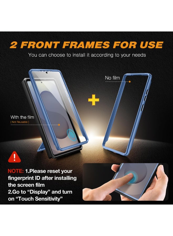 TONGATE for Samsung Galaxy S25 Ultra Case, [Built-in Slide Camera Cover & Screen Protector] [2 Front Frames] Full-Body Heavy Duty Shockproof S25 Ultra Phone Case with Stand & Belt Clip Holster, Blue - Image 5