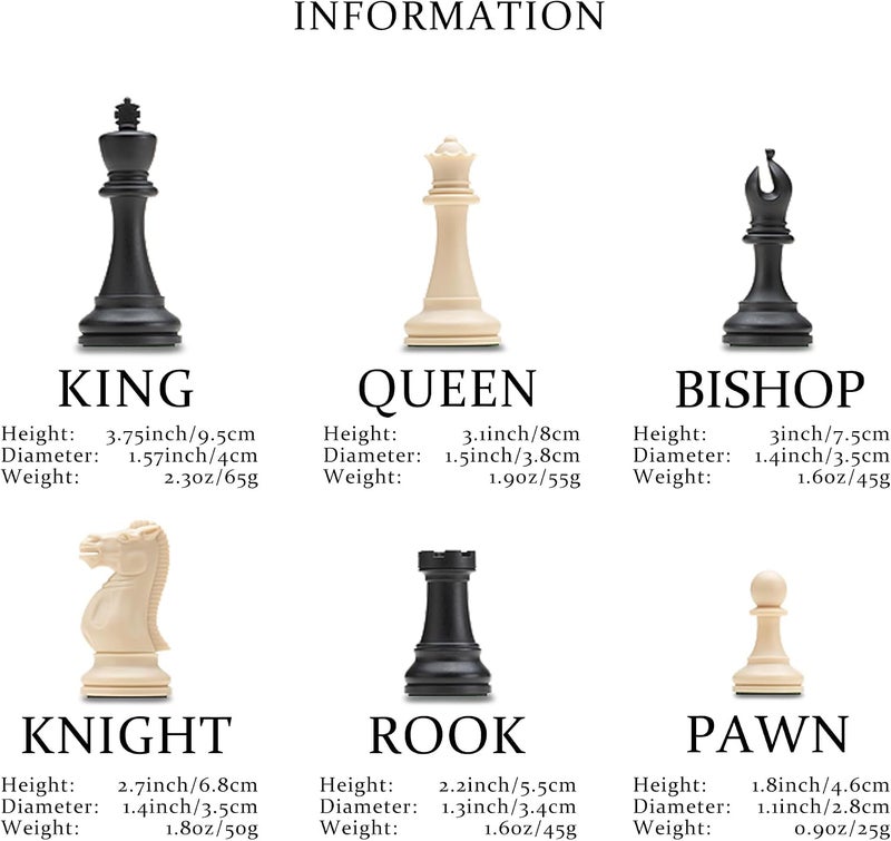 A&A Tournament Chess Set with 20''x20'' Foldable Silicone Board and Quadruple Weighted Staunton Pieces - Image 4