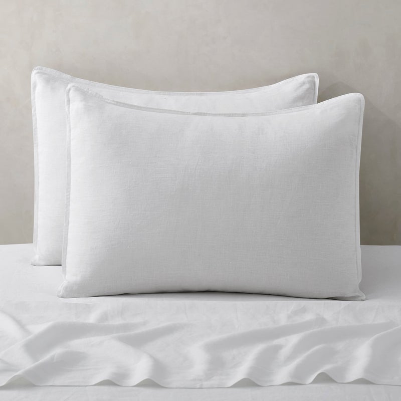 ATLINIA Linen Pillow Cases King Sham - 20 x 36 Inch Bed Pillow Protector Cover Set of 2 Bedding Cooling Neutral Pillowcase Shams White