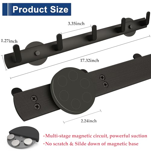 ULIBERMAGNET Magnetic Hooks,Heavy Duty Coat Magnetic Rack with 5 Hooks,Anti-Slip Strong Magnetic Hanger for Refrigerator,Metal Cabinet,Entryway,Hanging Coat, Jackets, Umbrella,Scarf,Bag - Image 4