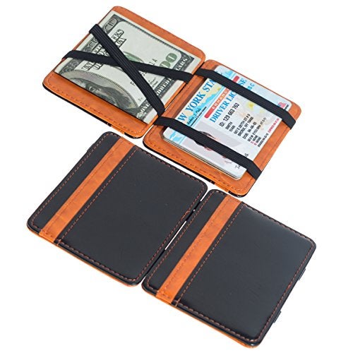 CKLT Men's Fashion Magic Money Clip Leather Minimalistic Slim Wallet Orange - Image 4
