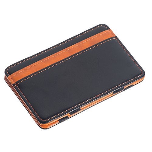 CKLT Men's Fashion Magic Money Clip Leather Minimalistic Slim Wallet Orange - Image 3