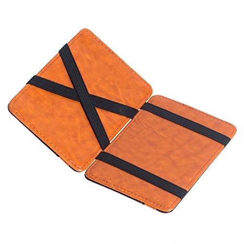 CKLT Men's Fashion Magic Money Clip Leather Minimalistic Slim Wallet Orange - Image 1