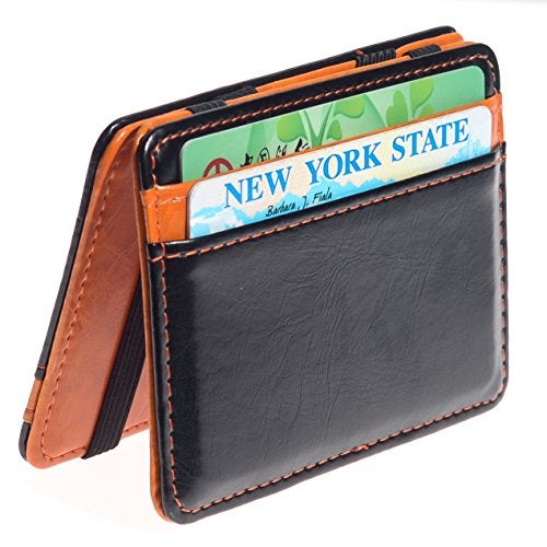 CKLT Men's Fashion Magic Money Clip Leather Minimalistic Slim Wallet Orange - Image 2
