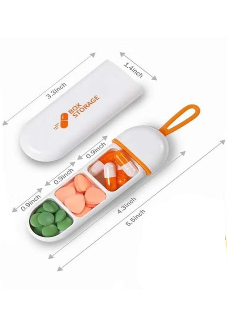 Three-Compartments Portable Pill Case Travel Moisture Proof Pill Box for Tablets Vitamins Cod Liver Oil Supplements and Medication,Orange. - Image 5