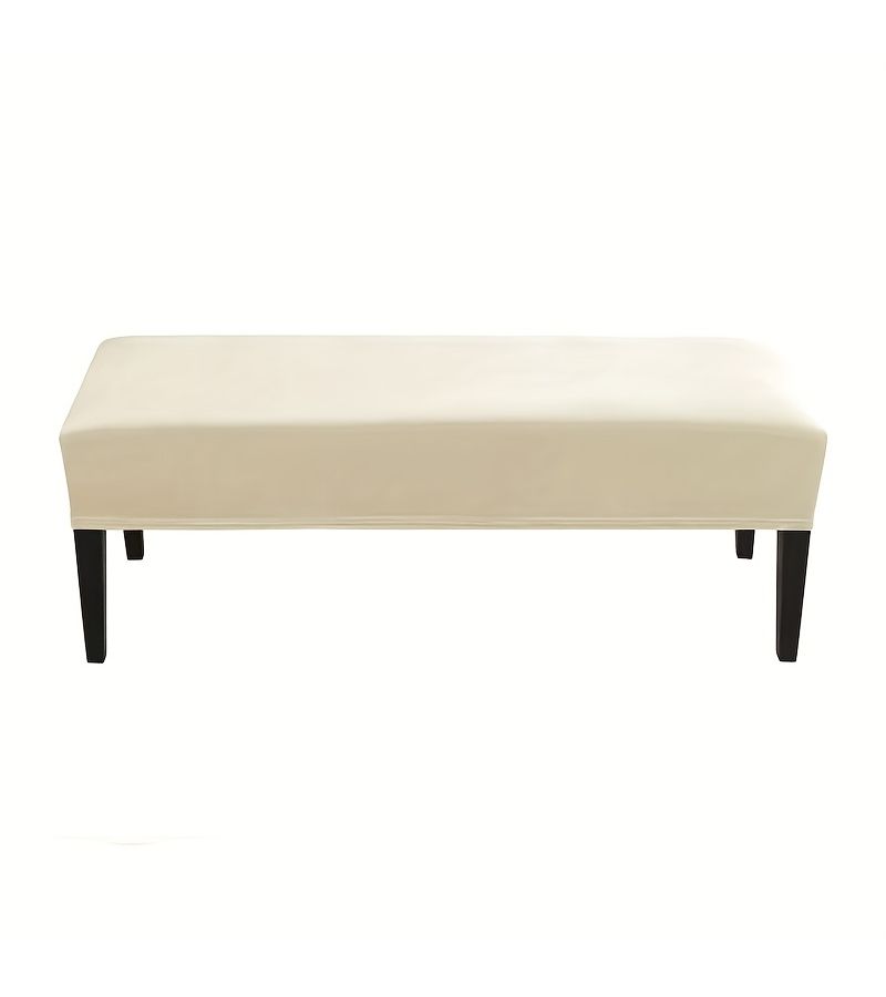 Beige Washable Elastic Bench Cover Soft And Removable For Home Office Hotel Use Style Protects Your Seating - Image 1