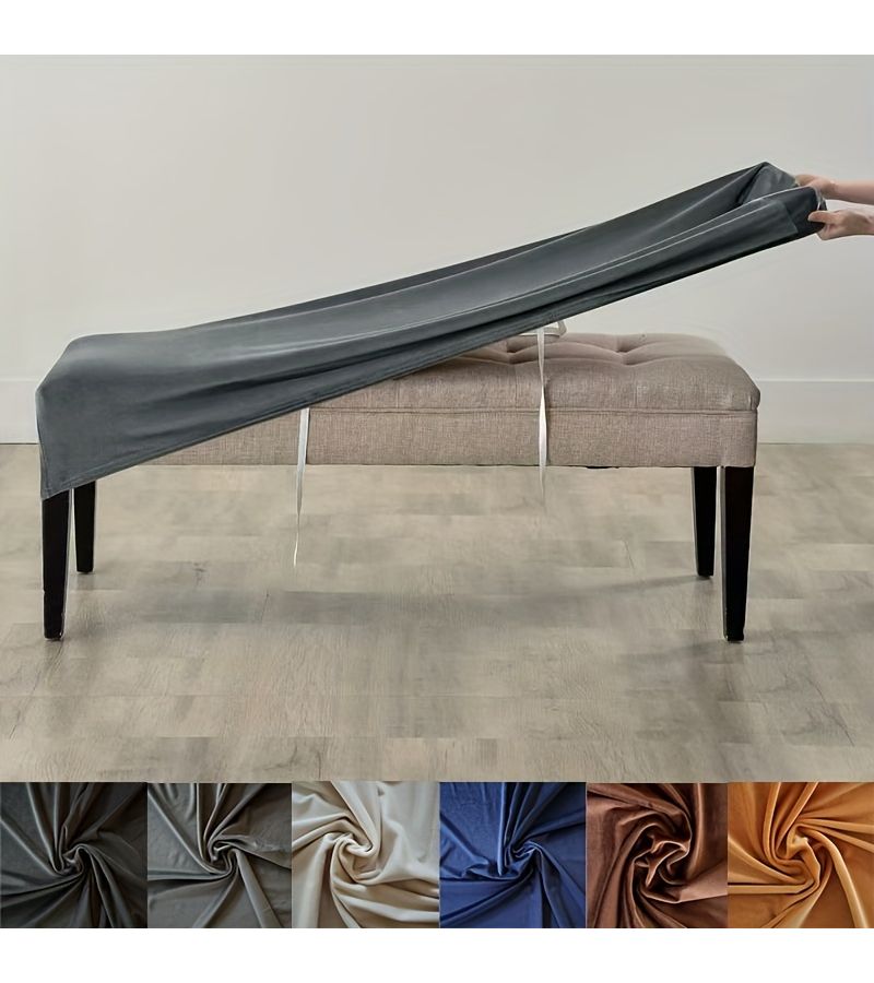 Beige Washable Elastic Bench Cover Soft And Removable For Home Office Hotel Use Style Protects Your Seating - Image 3