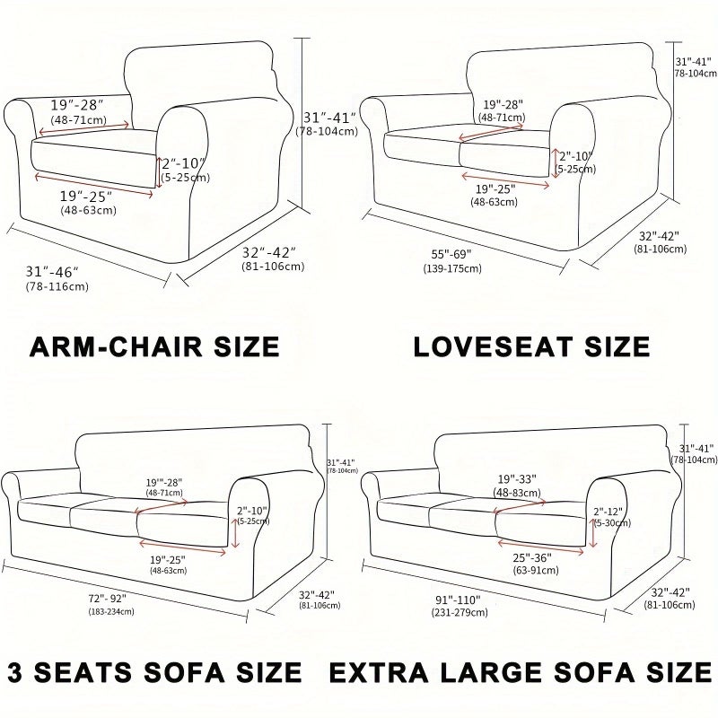 Elastic Sofa Cover Dark Coffee For 3 Cushion Couch Thickened Non-Slip Detachable Furniture Protector - Image 2
