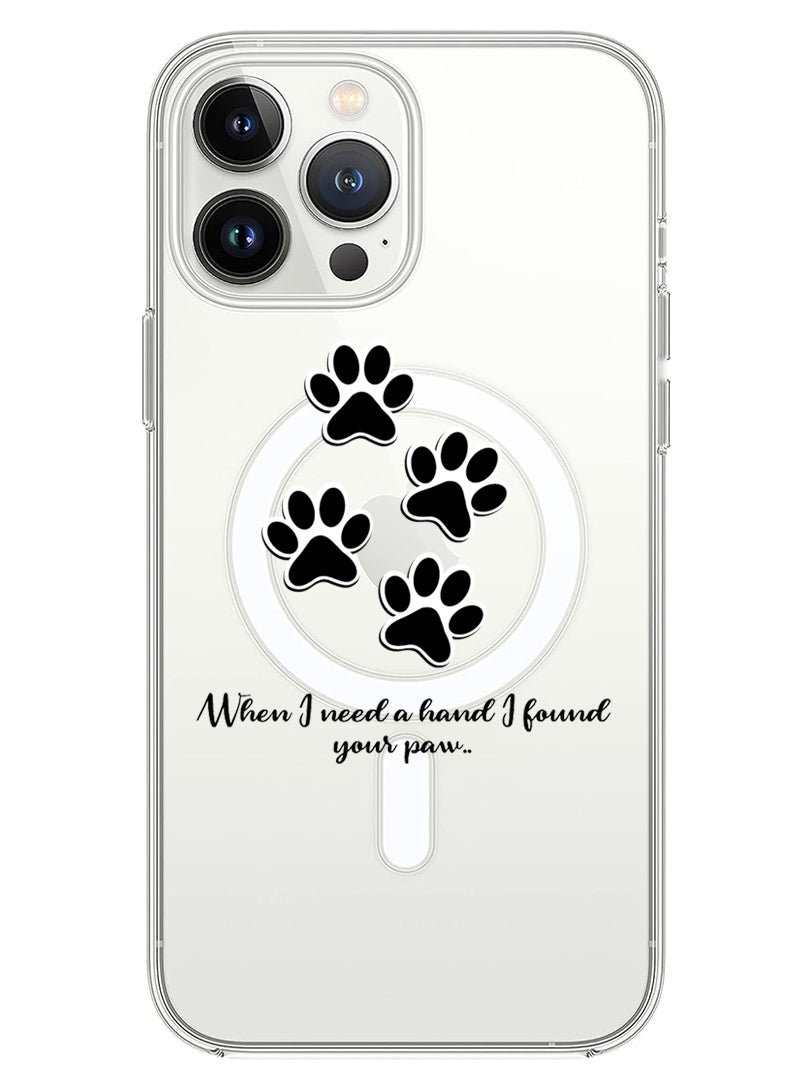 Theodor Magnetic Case for iPhone 14 Pro Max 6.7-inch Compatible with MagSafe Wireless Charging, Shockproof Phone Bumper Cover paw print  - Image 1