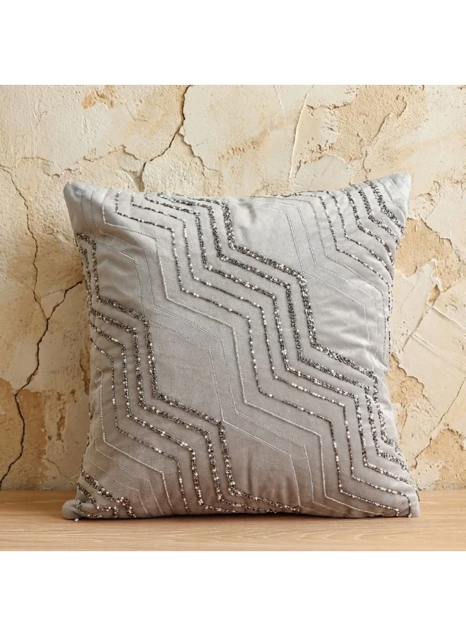 DANUBE HOME Cozy Cushion Cover 45x45cm Grey Embellished Sofa Pillow Cover