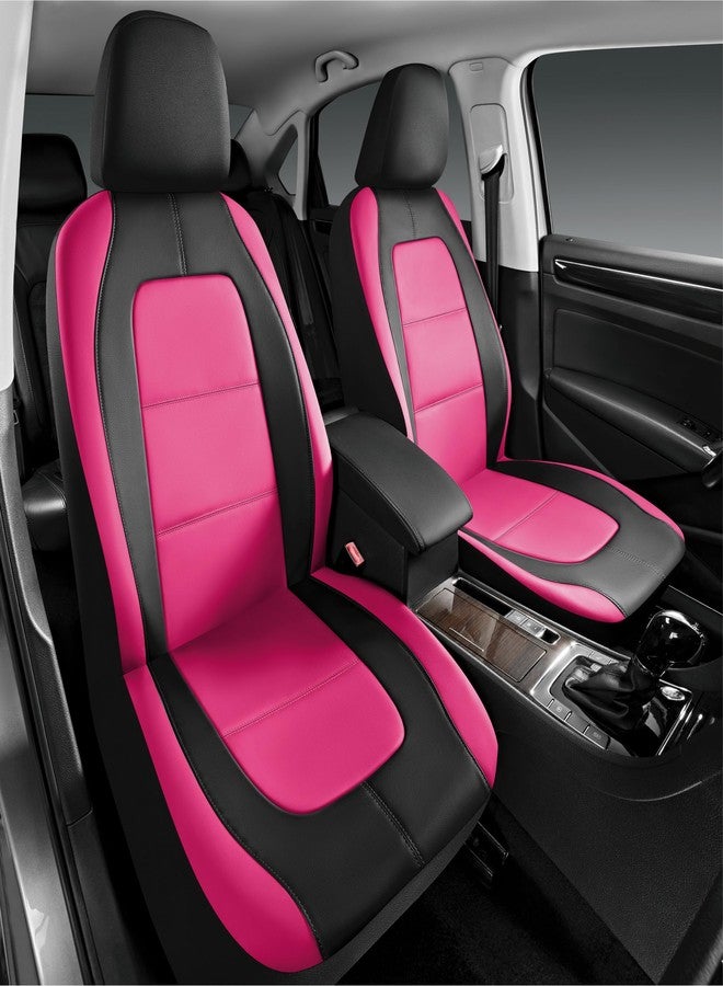 Road Comforts Car Seat Cover, Leather Car Seat Covers, Front Low Back Sport Seat Covers, Airbag Compatible, Universal Fits for Most Cars (Hot Pink - Image 2