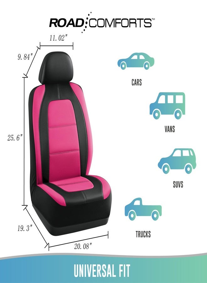 Road Comforts Car Seat Cover, Leather Car Seat Covers, Front Low Back Sport Seat Covers, Airbag Compatible, Universal Fits for Most Cars (Hot Pink - Image 5