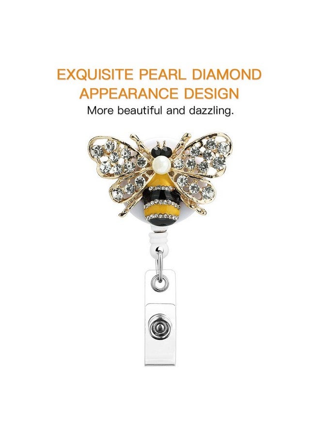 Soleebee Bling Bling Retractable Badge Reel Holder Id Badge Holder With Belt Clip For Nurse 25.6 Inches Retractable Cord (Crystal Bee Yellow) - Image 5