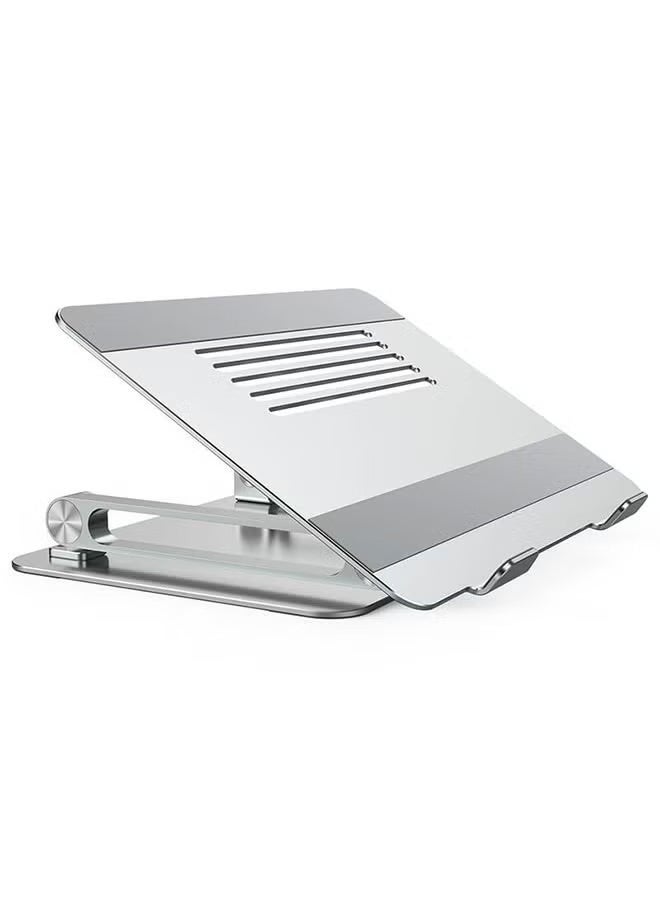 ELTRAZONE Adjustable Laptop Stand Silver | Ergonomic Laptop Riser for Desk, Portable & Sturdy, Height Adjustable for Comfortable Viewing, Compatible with All Laptops, Foldable Design for Easy Storage - Image 1