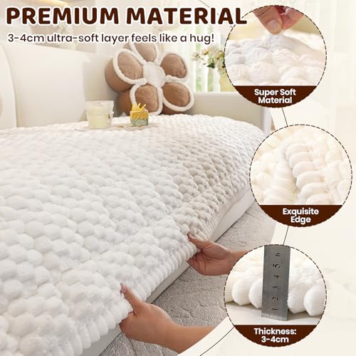 Royhom Couch Cover for Dogs Washable, Soft Thick Pet Couch Covers for Sofa, Pawcart Couch Protector Pet Friendly, Furniture Covers Dog Mat for Couches and Sofas (White, 27.6 x 59 Inch) - Image 5