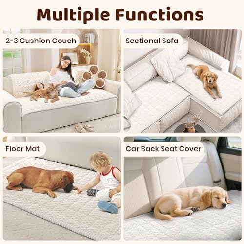 Royhom Couch Cover for Dogs Washable, Soft Thick Pet Couch Covers for Sofa, Pawcart Couch Protector Pet Friendly, Furniture Covers Dog Mat for Couches and Sofas (White, 27.6 x 59 Inch) - Image 4